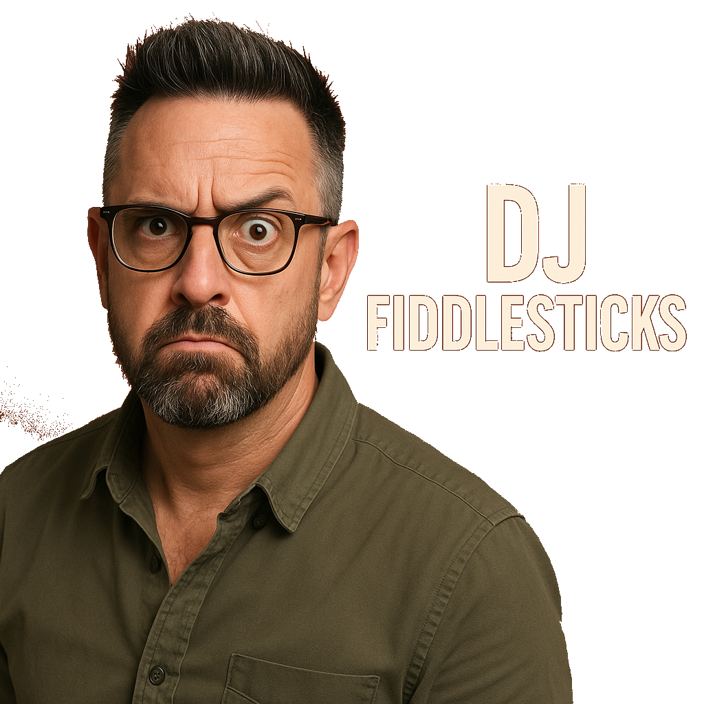 DJ Fiddlesticks portrait with logo