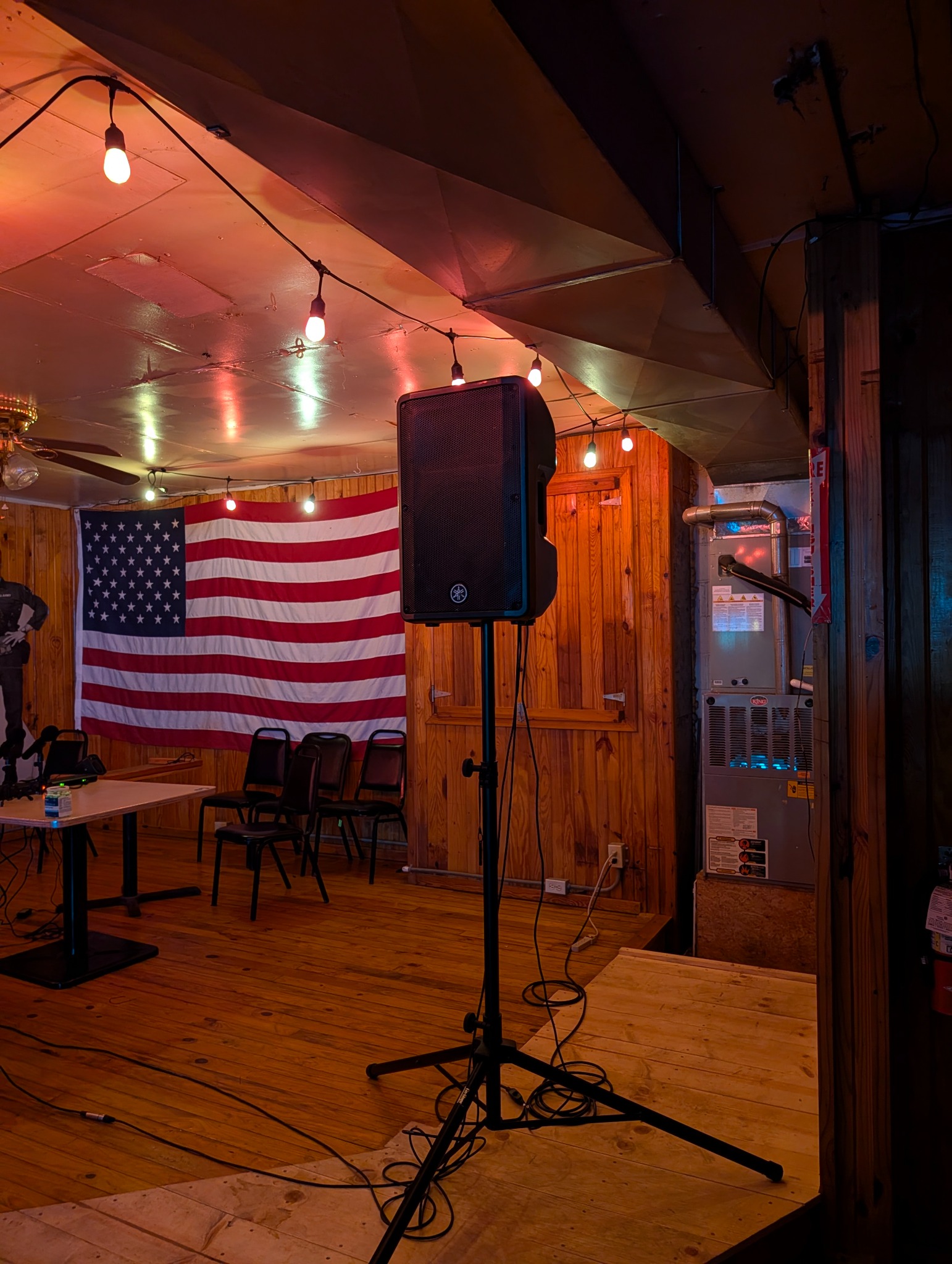 Powered speaker set for a live DJ Fiddlesticks room