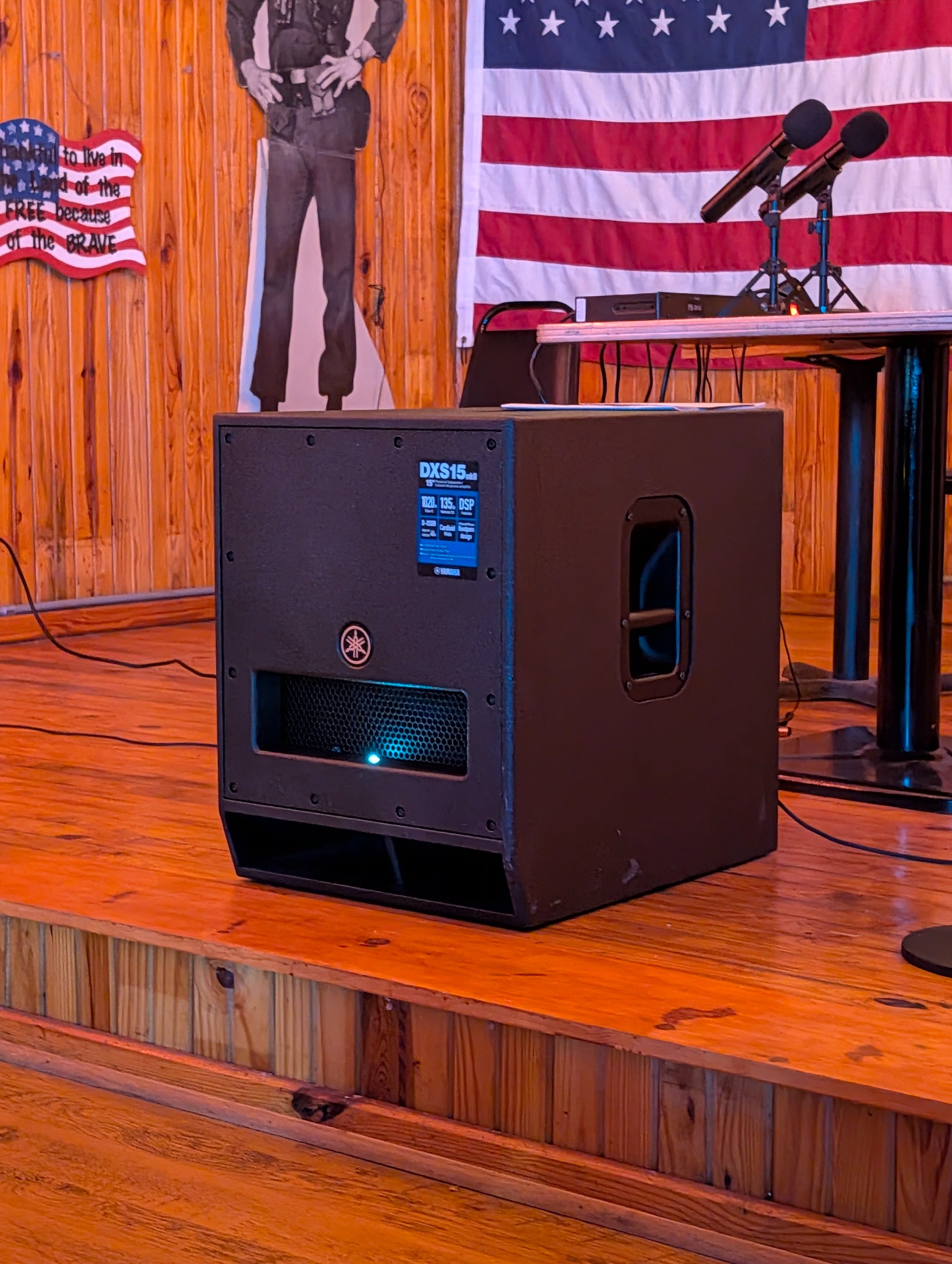 Stage subwoofer and speaker setup for DJ Fiddlesticks events
