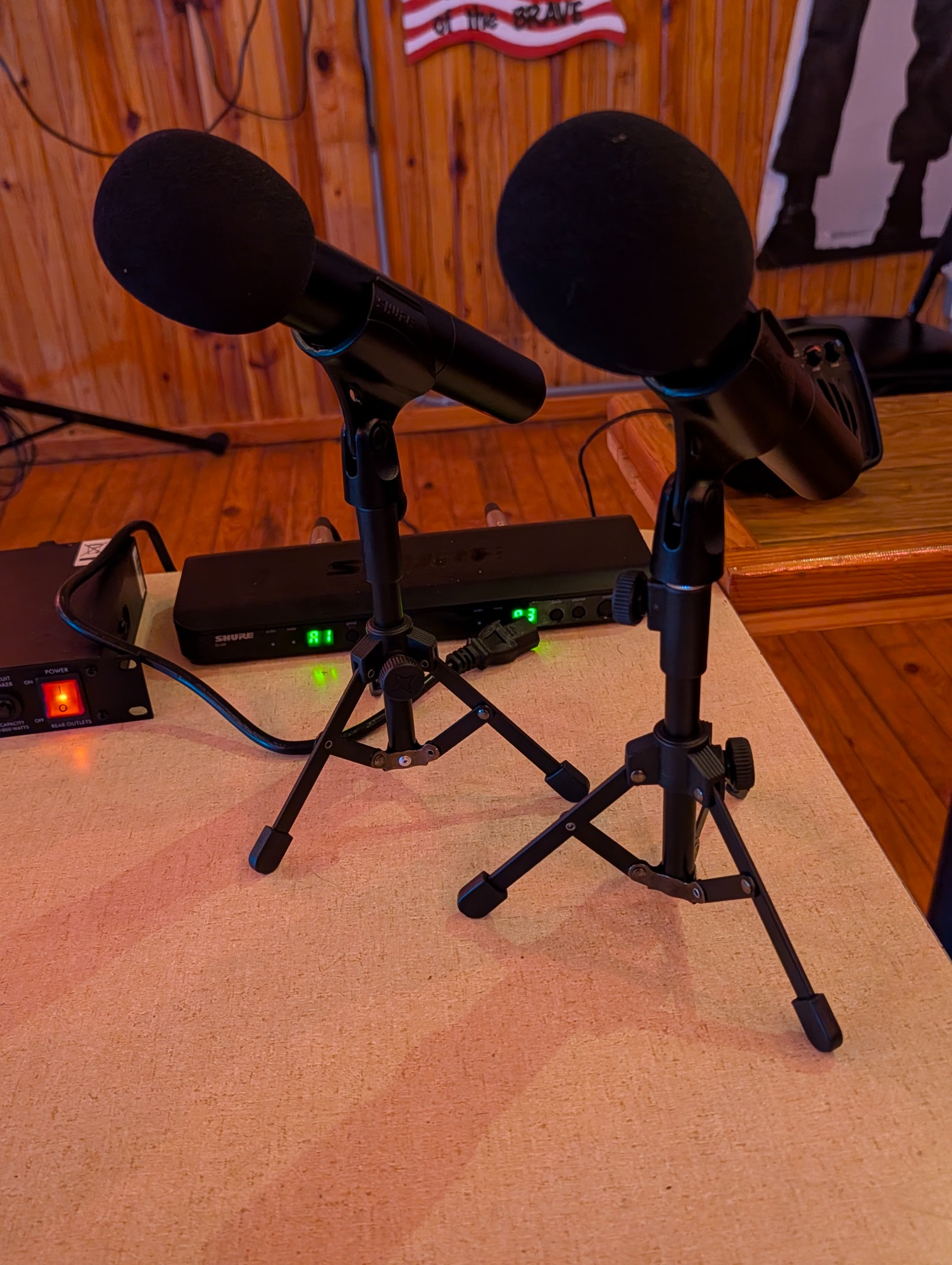 Two microphones prepared for singers and hosted moments